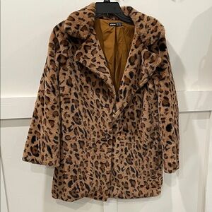 Leopard Teddy Jacket Plush Faux Fur